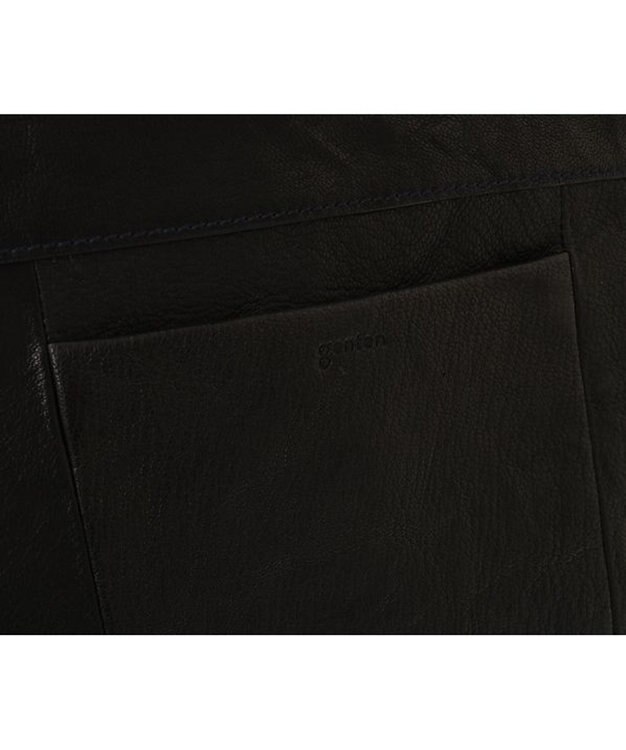 genten ゴートシュリンク かぶせ付ショルダーバッグ クロ