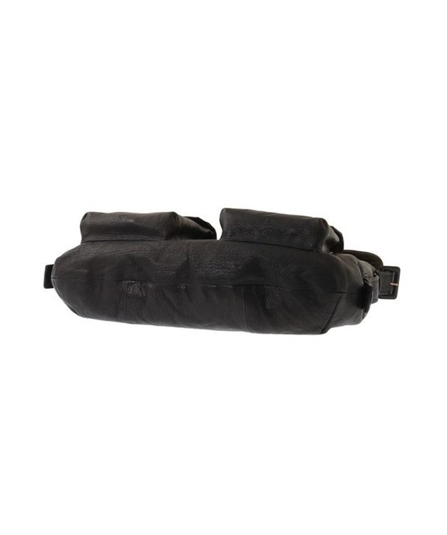 genten ゴートシュリンク かぶせ付ショルダーバッグ クロ