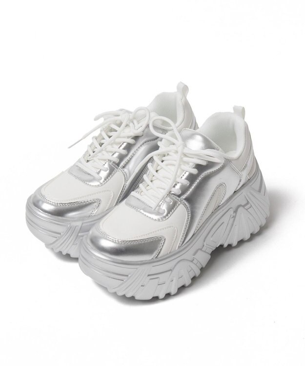 WEGO ボリュームレースアップスニーカー シルバー