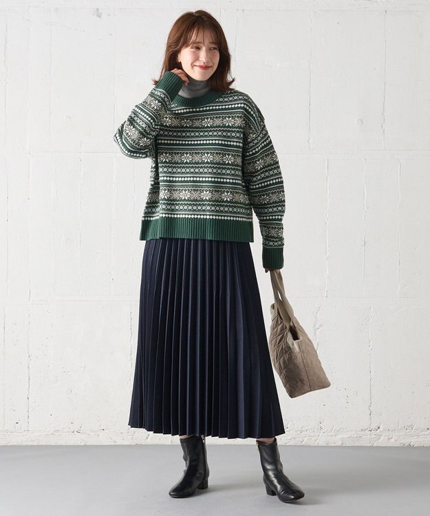 ANY 【洗濯機可能】ソフトアクリルスノージャガードニット グリーン