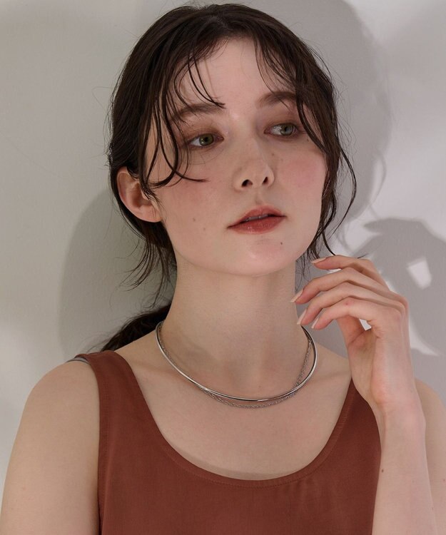 Phoebe <2点セット>【金属アレルギー対応】2setレイヤードチョーカーロープネックレス　シルバー シルバー
