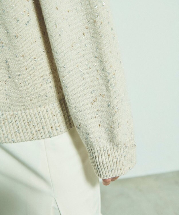 GRACE CONTINENTAL カシミヤ混ラメニットトップ キナリ