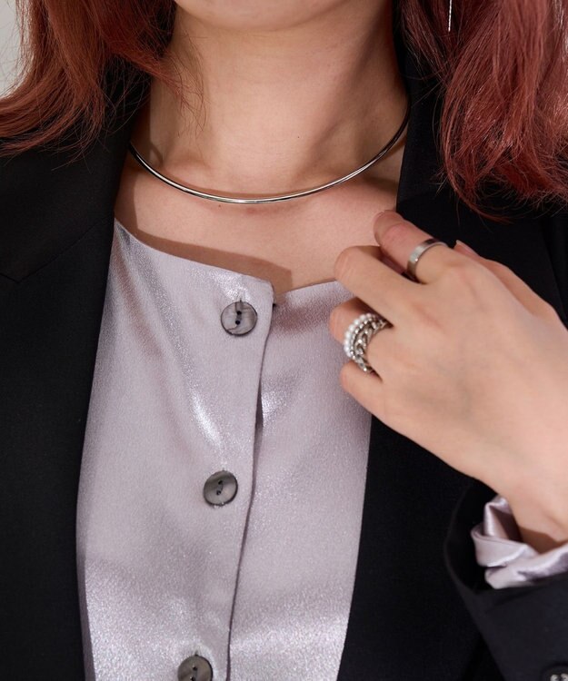 Phoebe <2点セット>【金属アレルギー対応】2setレイヤードチョーカーロープネックレス　シルバー シルバー