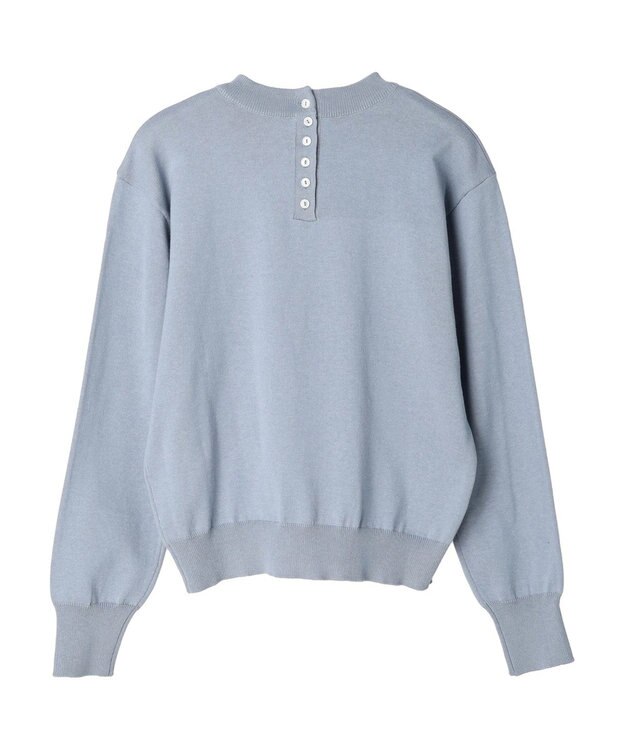 earth music&ecology バックボタンクルーネックニットプルオーバー Sax