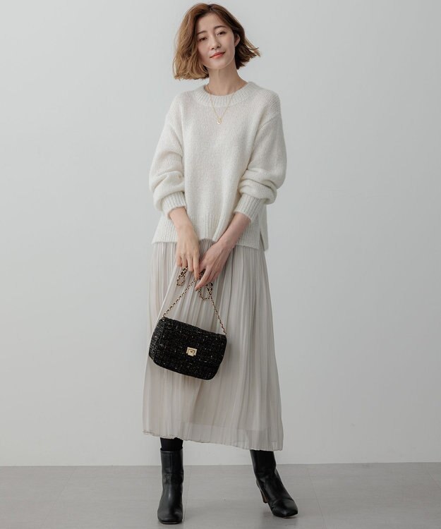 23区 S 【Oggi2月号掲載/洗える】スパングル クルーネック ニット ホワイト系