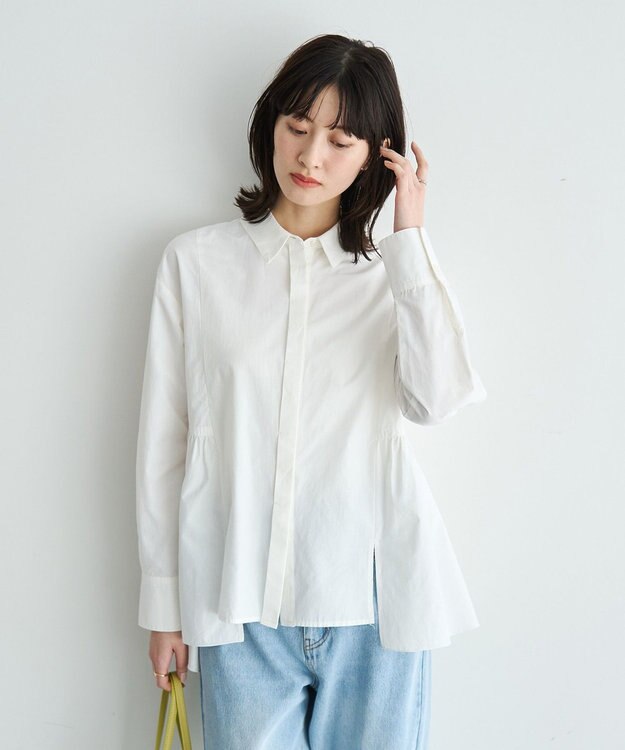 YECCA VECCA ペプラムギャザーシャツ Off White