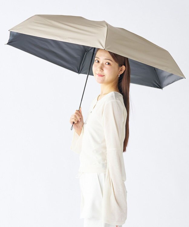 MOONBAT 【遮光100％/超軽量/大きめ】マジで軽い傘 晴雨兼用 折りたたみ日傘 マジカルテックプロテクション 61cm ベージュ