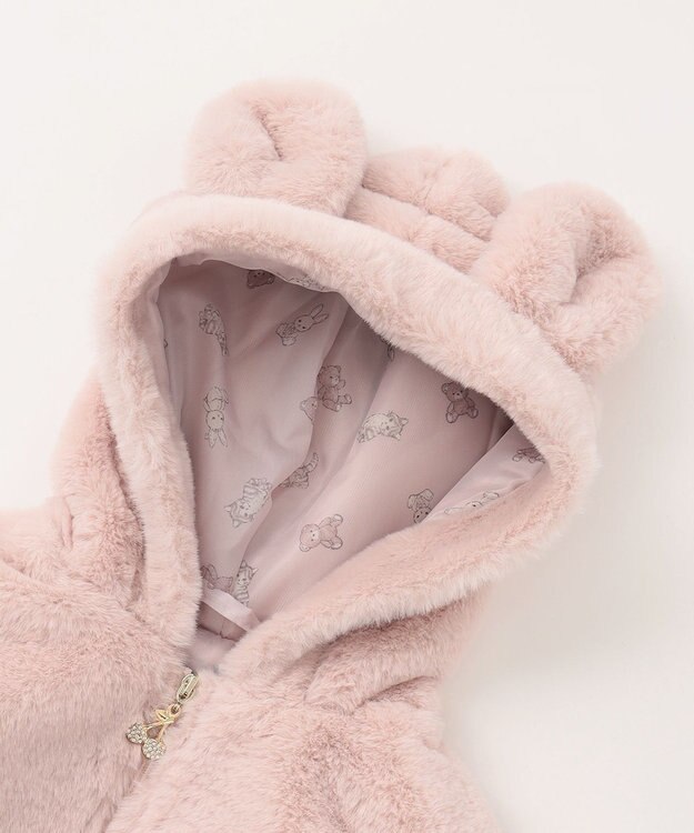 ANY KIDS アニマル耳ボアブルゾン ピンク×ウサ耳