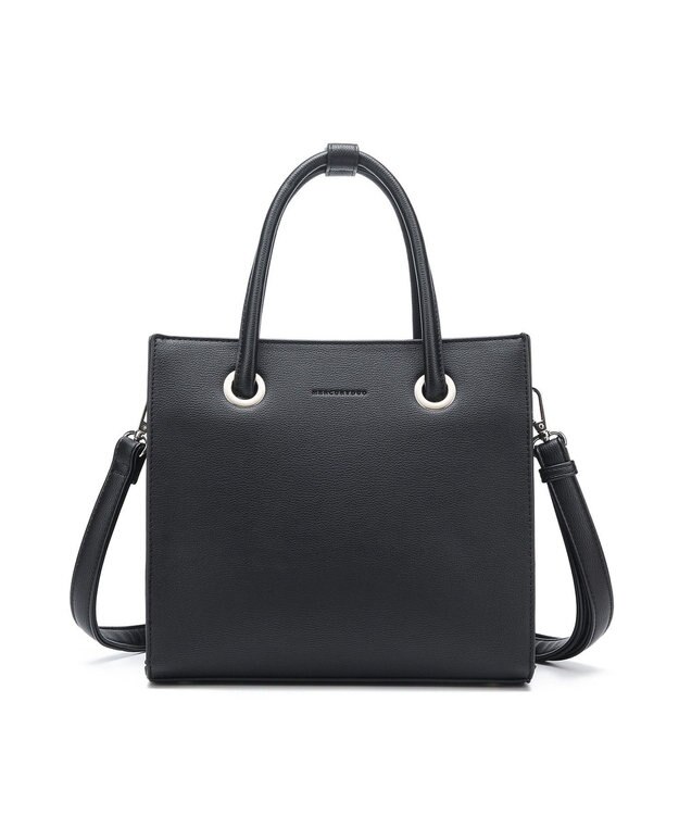 style code  【MERCURYDUO/マーキュリーデュオ】メタルアイレット　両アオリポケット　スクエアハンドバッグ ブラック