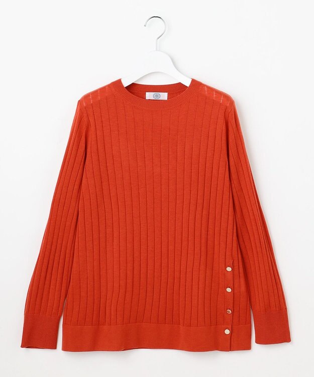 J.PRESS LADIES WORETED WOOL BLEND クルーネック ニット オレンジ系