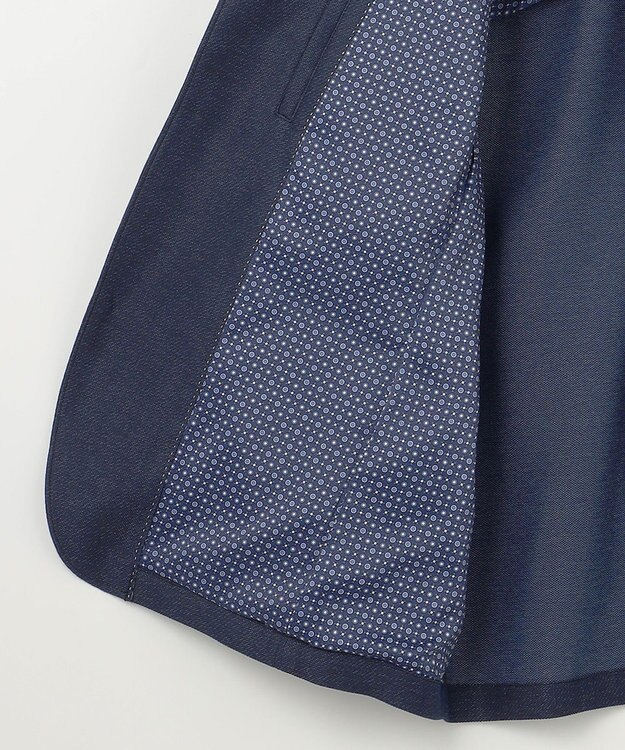 JOSEPH ABBOUD 【清涼/軽量/ストレッチ/ソフト】プリントレノクロス コンバーチブル ジャケット ネイビー系