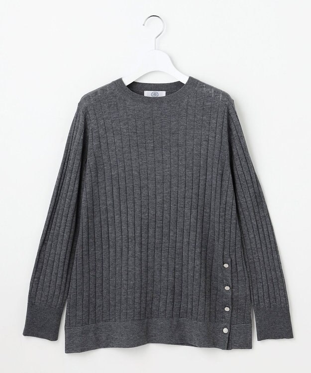 J.PRESS LADIES WORETED WOOL BLEND クルーネック ニット グレー系