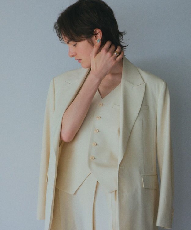 NAVE 【Nave・セットアップ可】ウールポリエステルツイルベスト アイボリー系