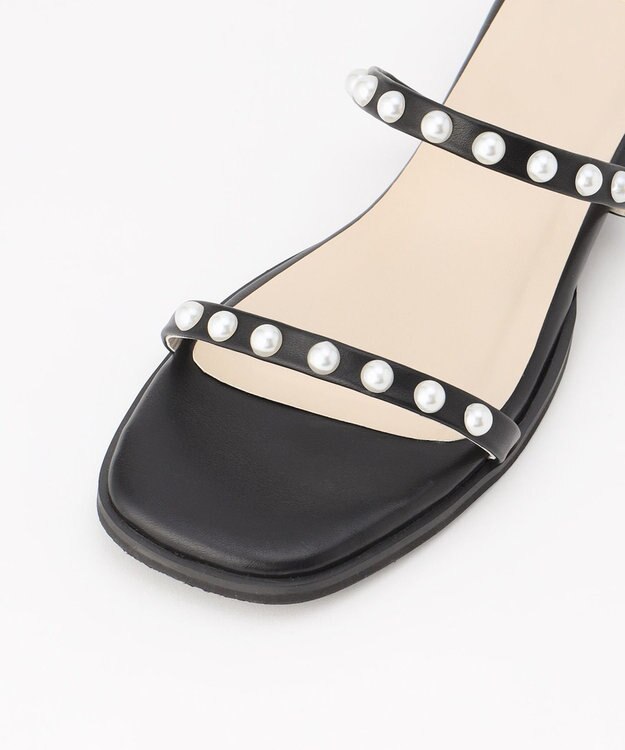 ANY SIS 【23.0~24.0cm】フェミニンフラット サンダル ブラック（フェイクパール）