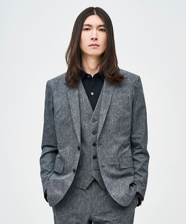 JOSEPH HOMME 新型・新柄【洗える/ストレッチ/シワになりにくい/セットアップ対応可】クールドッツストレッチ 　ジャケット ライトグレー系