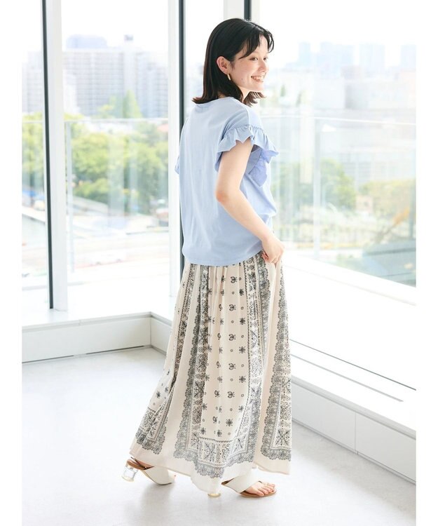 CRAFT STANDARD BOUTIQUE 袖ギャザーフレアプルオーバー Sax