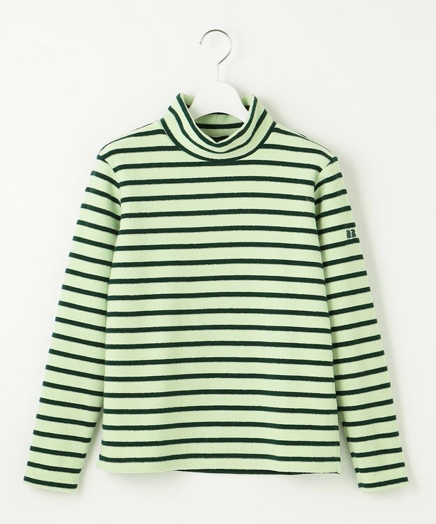 23区GOLF 【WOMEN】リングヤーン ボーダーモックネックシャツ ライトグリーン系1