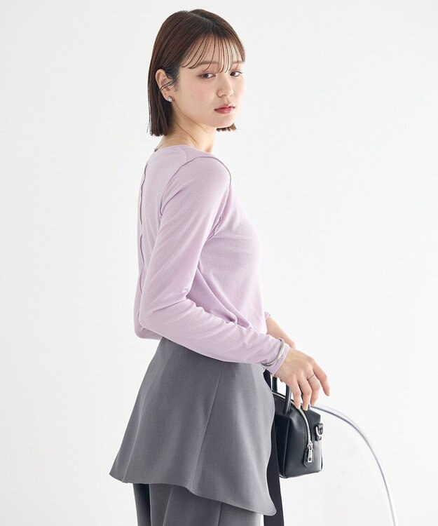 earth music&ecology 微シアーメロープルオーバー Light Purple