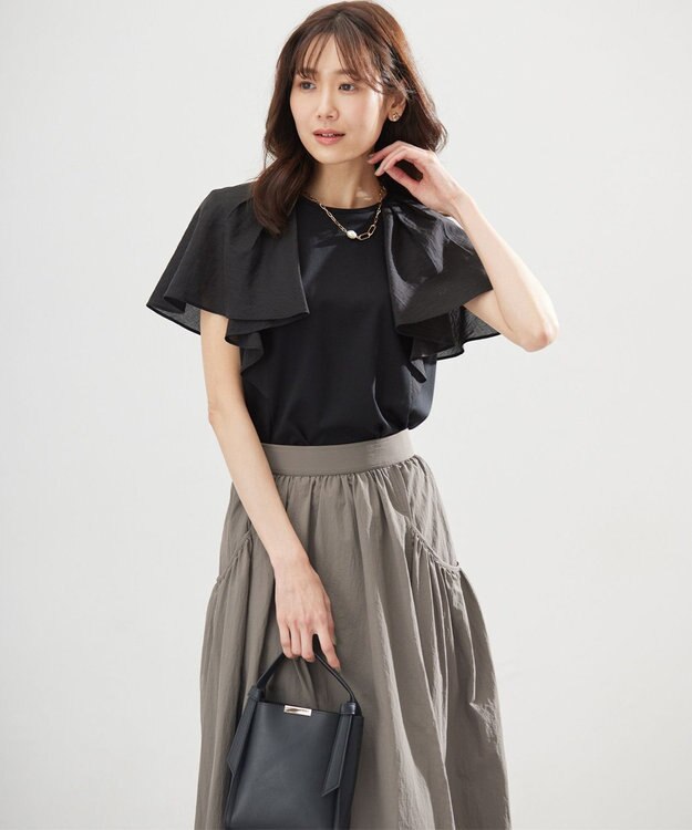 組曲 コットンポンチケープライク ブラウス ブラック系