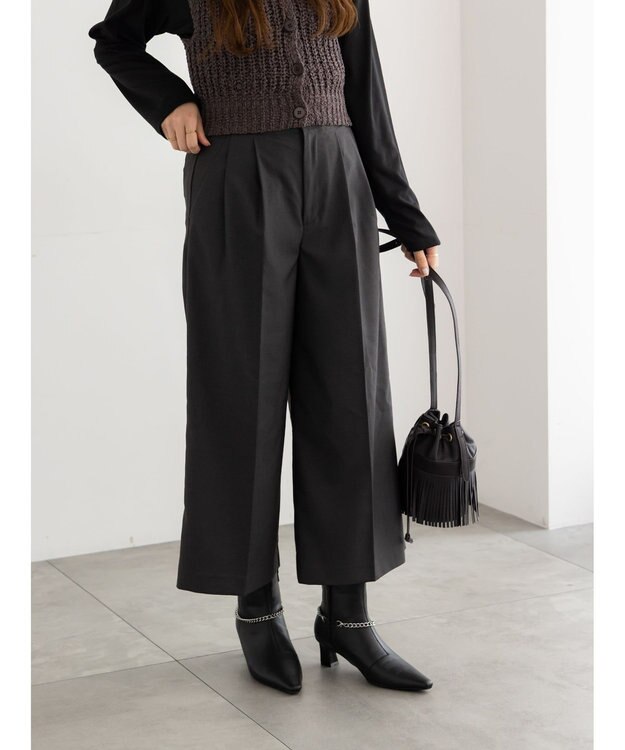 Te chichi パターンアソートワイドクロップトパンツ チャコールグレー