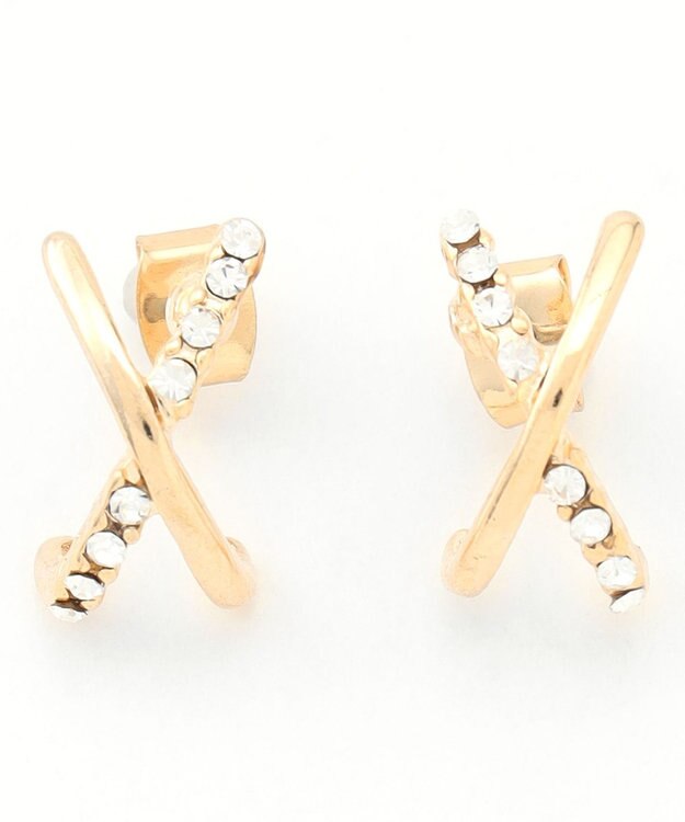 ANY 【WEB限定】クロスフープピアス(両耳用) ライトゴールド