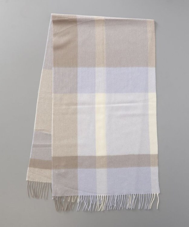 AURORA 【 LANVIN en Bleu （ランバン オン ブルー）】カシミヤチェックセミストール ペールブルー