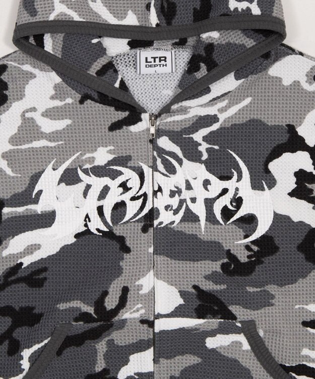 WEGO 【ユニセックス着用ITEM】ワッフルグラフィックカットZIPパーカー 柄1