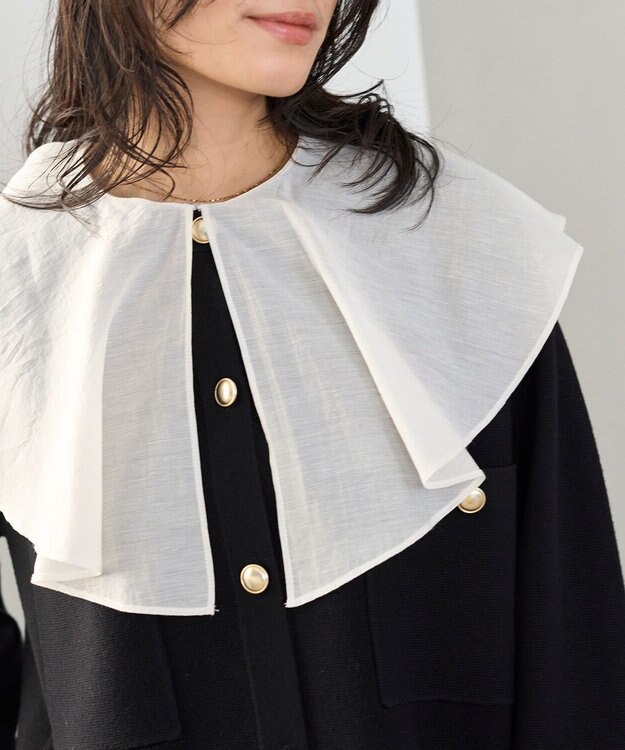 UNFILO イージーケア ラッフルカラー ブラウス オフ