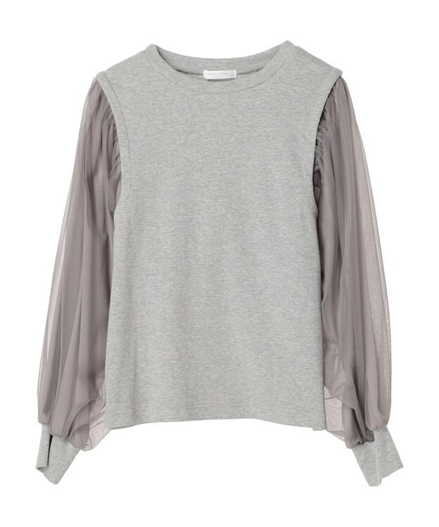 Green Parks 袖チュールドッキングリブプルオーバー Gray