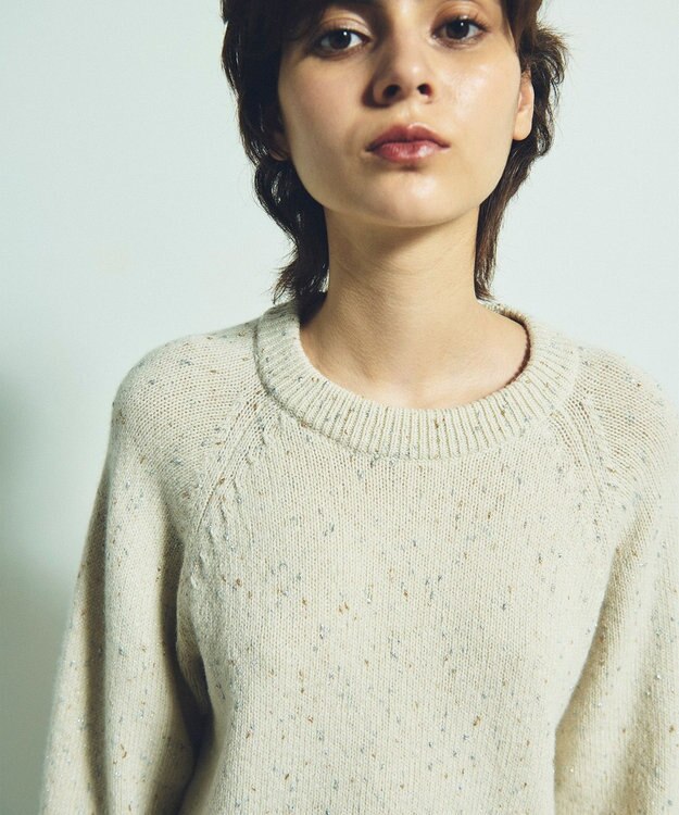 GRACE CONTINENTAL カシミヤ混ラメニットトップ キナリ