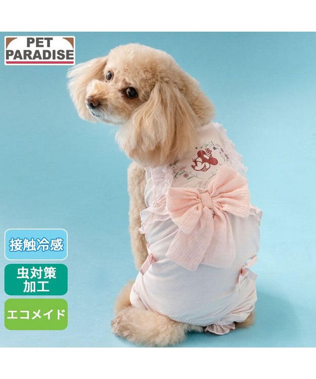 PET PARADISE ディズニー ミニーマウス リボン クール ロンパース 小型犬 ライトピンク