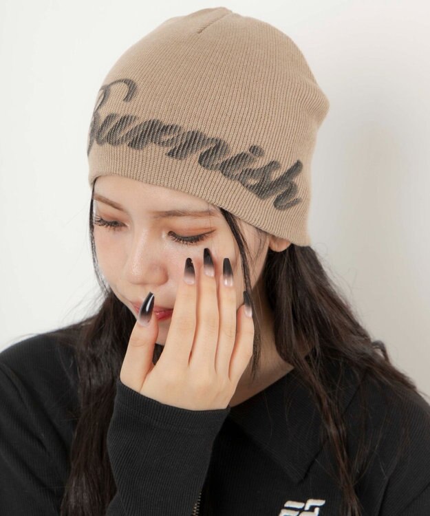 WEGO ロゴプリントシングルニットワッチ ベージュ