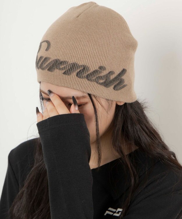 WEGO ロゴプリントシングルニットワッチ ベージュ