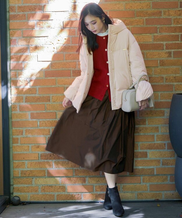 ANY SIS L グロッシータフタ スカート ブラウン