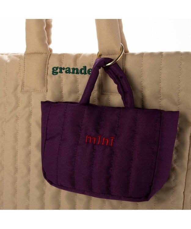 UNBILLION カシュカシュ cachecache / ビッグキルト刺繍親子トートバッグ ベージュ