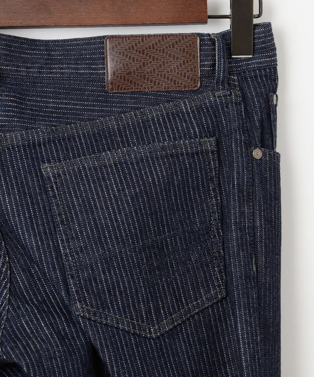 JOSEPH ABBOUD 【ストレッチ/JAPANファブリック/きれいめ】ストライプジャカード デニム ネイビー系1