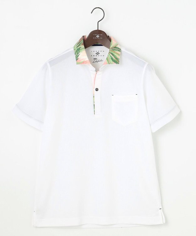 JOSEPH ABBOUD ギフトに！【老舗アロハブランドとコラボレーション】カハラ アロハ ダディ ポロシャツ ホワイト×ピンクヤシ襟