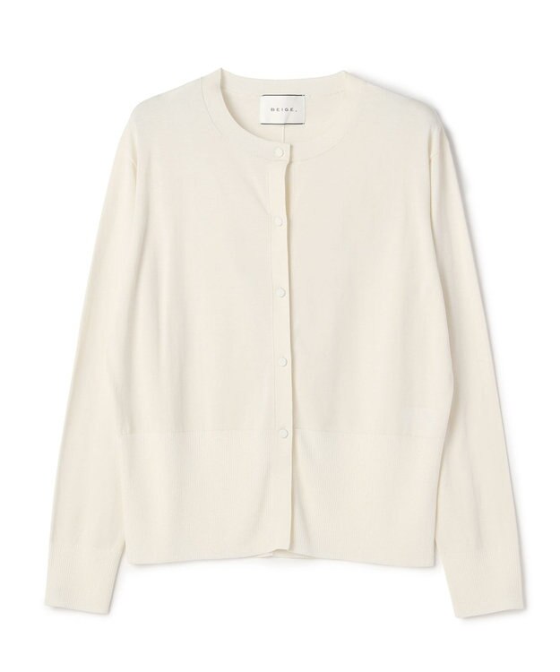 BEIGE， JULIE / コットンシルク クルーネックカーディガン Ecru
