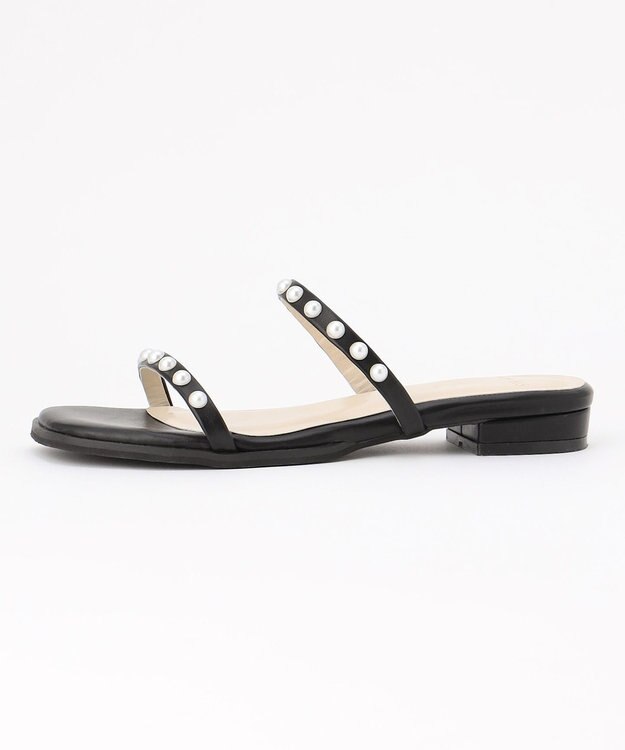 ANY SIS 【23.0~24.0cm】フェミニンフラット サンダル ブラック（フェイクパール）