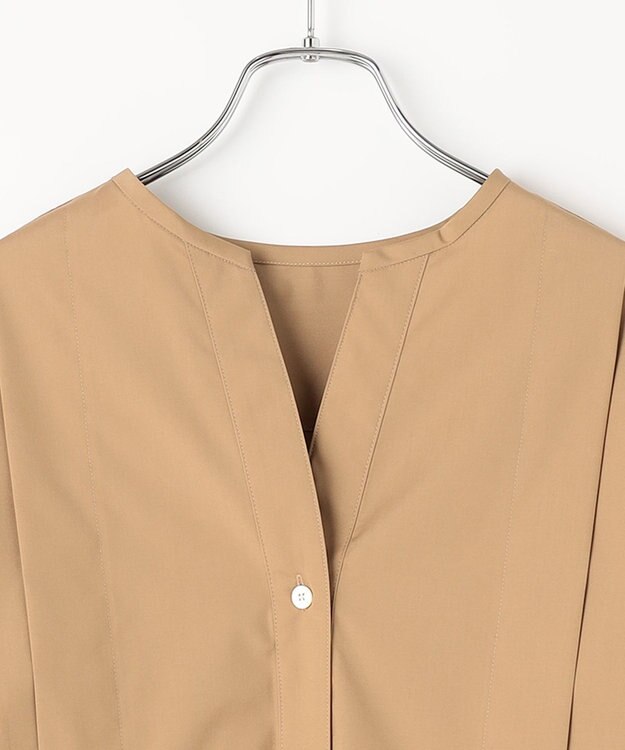 #Newans 【ANSWER for 骨格ストレート】タックデザインスキッパーネックシャツ キャメル系