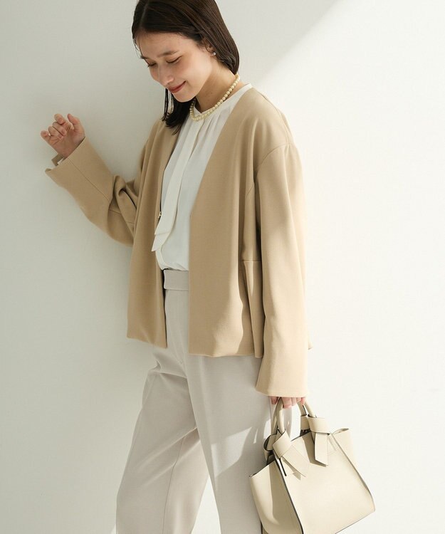 Green Parks Ｏ．洗えてストレッチ　ノーカラージャケット Light Beige