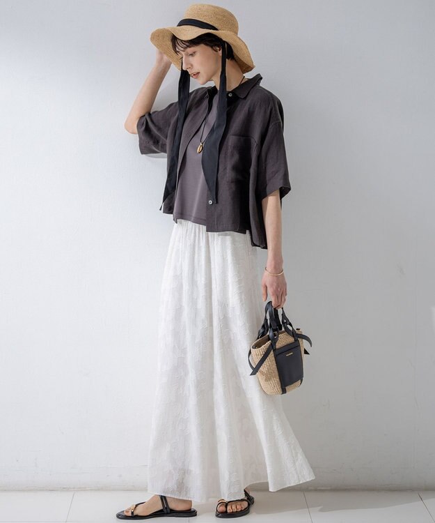 23区 L 【SLOW/一部店舗限定】コットンジャカード スカート アイボリー系