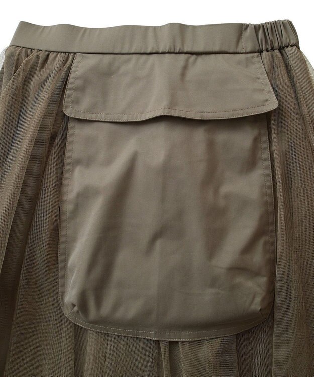 Green Parks ・ｆｕｒｒｙ　ｒａｔｅ　チュールワークポケットスカート Mocha