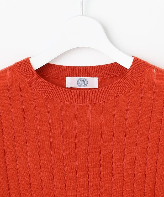 J.PRESS LADIES WORETED WOOL BLEND クルーネック ニット オレンジ系