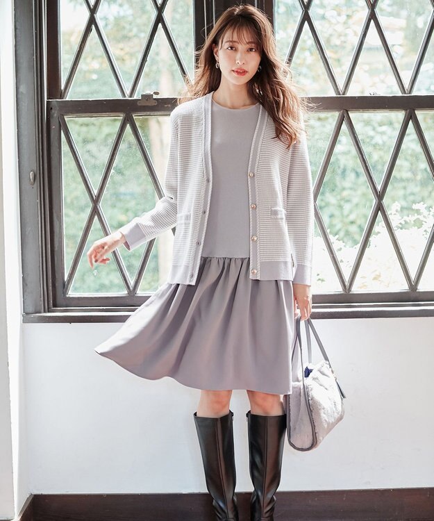 ANY SIS パイピングフェイクファートート バッグ ライトグレー