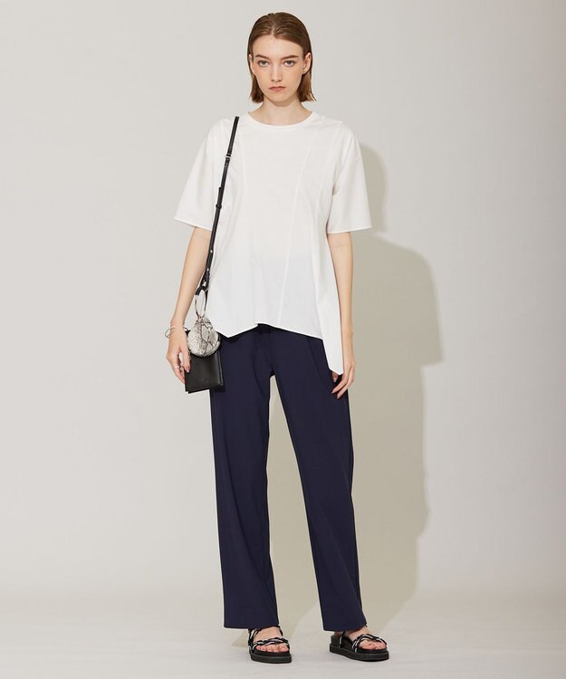 ICB 【洗える】ブラウスライクジャージー ハンカチーフヘムカットソー オフホワイト系