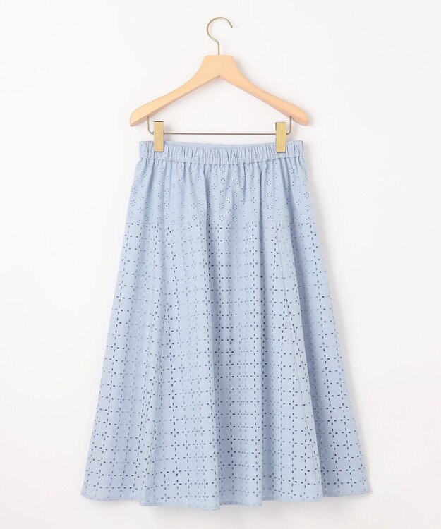 組曲 S 【WEB限定】エンブロイダリーレース フレアスカート サックスブルー系