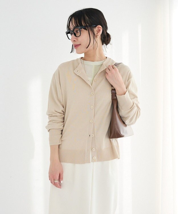 CRAFT STANDARD BOUTIQUE 選べる丈/クルーネックカーディガン Gray Beige