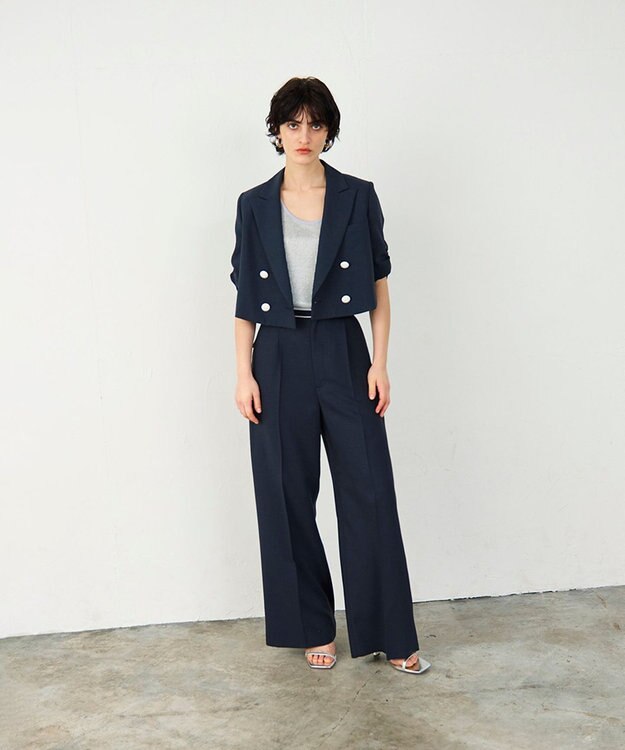 GRACE CONTINENTAL タックワイドパンツ ネイビー