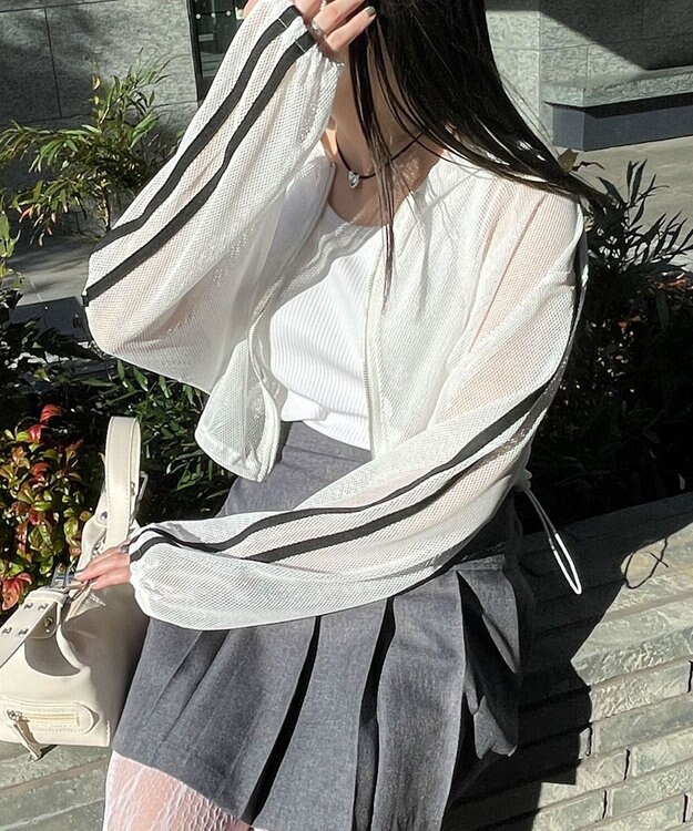 WEGO Wジップラインメッシュパーカー ホワイト